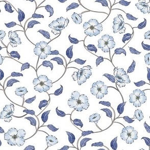 Coastal Charm - blue and white trailing floral