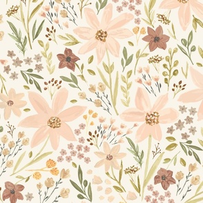 UPDATED Jumbo Falling for daisy daydreams blush pink daisies with fall tone hand painted florals