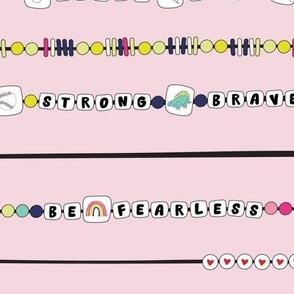 Tween Friendship Bracelets with Inspiring Sayings - Soft Pink