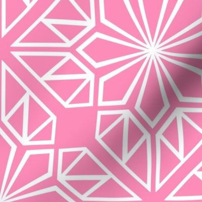Bright Pink Geometric Block Print in Candy Pink and White - Large - Pink and White Geometric, Pink Teen, Color Confident