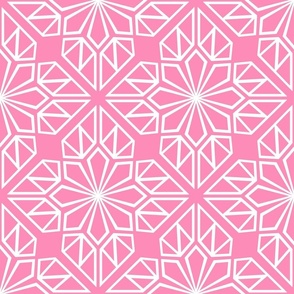 Bright Pink Geometric Block Print in Candy Pink and White - Large - Pink and White Geometric, Pink Teen, Dream House, 