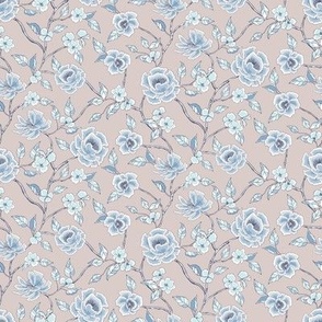 Hamptons Trailing Flowers - dusy beige background