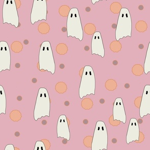Pastel Pink and Orange Ghost Polka Dot Toss