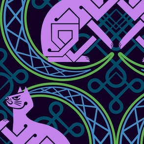 Celtic Cats Wallpaper Purple