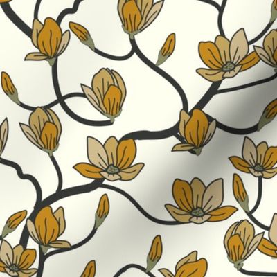 Arboretum- Yellow Magnolia Floral- Ivory- Regular Scale