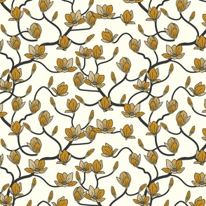 Arboretum- Yellow Magnolia Floral- Ivory- Regular Scale