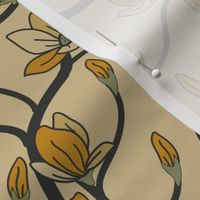 Arboretum- Yellow Magnolia Floral- Tan- Regular Scale