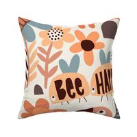Playful Meadow: V3 Cute Happy Animals Folk Abstract Florals Groovy Folksy 70s Inspirational Retro Flowers - XL