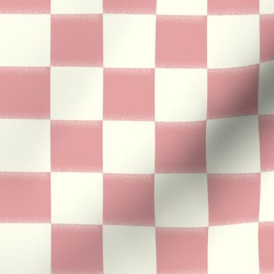 Misty Retro Check- Pastel Pink Ivory Checkerboard- Regular Scale