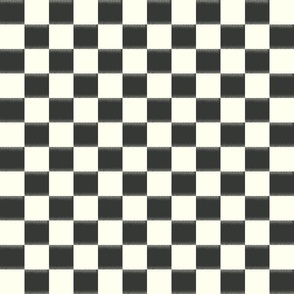 Misty Retro Check- Mineral Grey Charcoal Ivory Checkerboard- Regular Scale