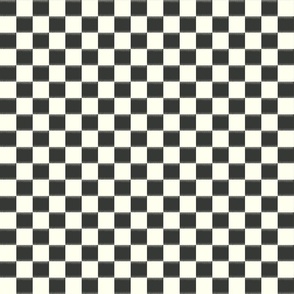 Misty Retro Check- Mineral Grey Charcoal Ivory Checkerboard- Small Scale