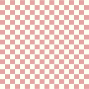 Misty Retro Check- Pastel Pink Ivory Checkerboard- Small Scale