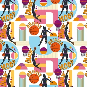 Basketball Graffiti- Retro Colorful Sport on White- Regular Scale