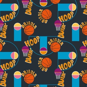 Basketball Graffiti- Balls and Hoops Typography- Retro Colorful Sport- Regular Scale