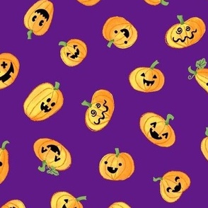 Orange Halloween Pumpkins in Purple Colorway