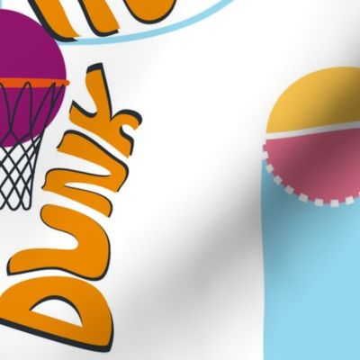 Basketball Graffiti- Balls and Hoops Typography- Retro Colorful Sport on White- Large Scale