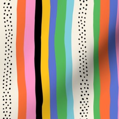 Vertical Colorful Stripes Black White Pink Red Yellow Blue Green - Small