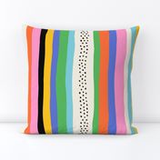 Vertical Colorful Stripes Black White Pink Red Yellow Blue Green - Medium