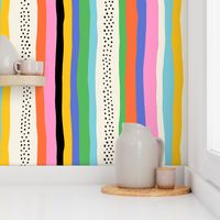 Vertical Colorful Stripes Black White Pink Red Yellow Blue Green - Large