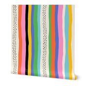 Vertical Colorful Stripes Black White Pink Red Yellow Blue Green - Large