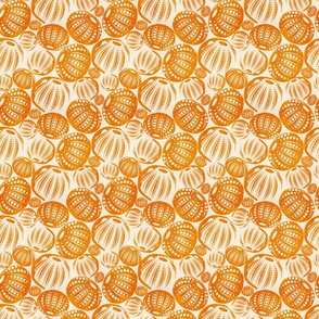 Ocean Harmony- Sea Urchin Shells- Orange on Sand White- Small Scale