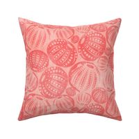 Ocean Harmony- Sea Urchin Shells- Coral on Pink- Regular Scale