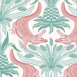 crocodiles / chalk pink and green mint / large