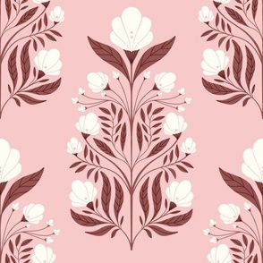 floral art nouveau wallpaper pink white Rose Quartz Marsala