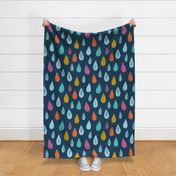 Raindrops - Colorful on Navy