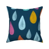 Raindrops - Colorful on Navy