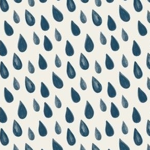 Raindrops Angled - Navy Blue on White