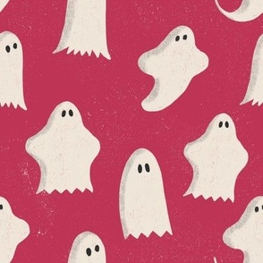 Halloween Ghosts on Pink (medium scale)