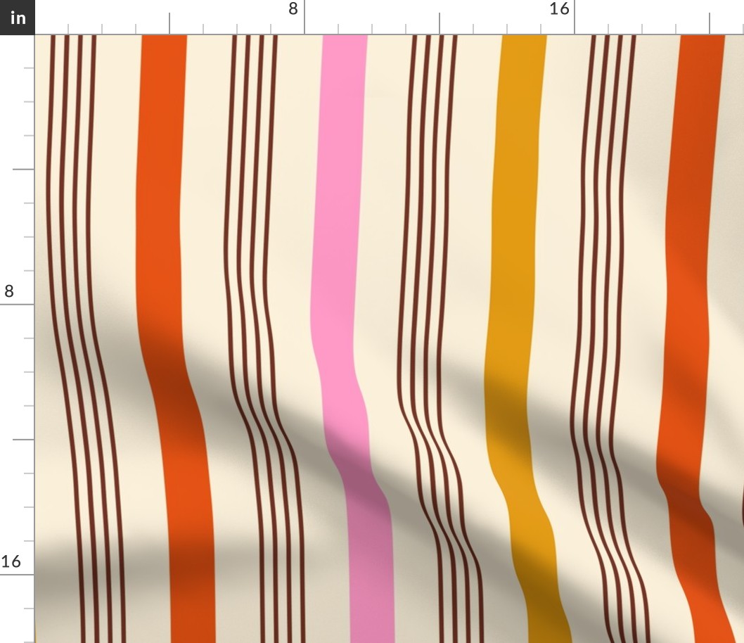 Happy retro Stripes pink, orange - L