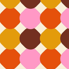 Happy retro Tiles pink, orange - L