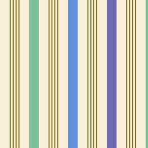Happy retro Stripes periwinkle, mint, moss -L