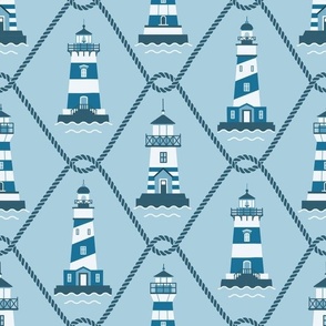 (M) Lighthouses and fishing net Upscale Coastal