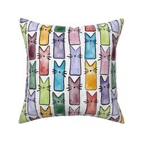 small scale cat - buddy cat multicolored - watercolor adorable cat - cute cat fabric