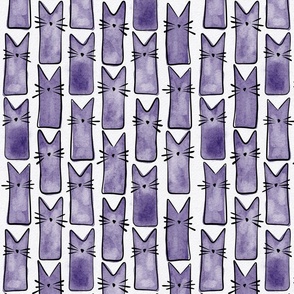 small scale cat - buddy cat grape - watercolor adorable cat - cute cat fabric