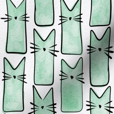 small scale cat - buddy cat jade - watercolor adorable cat - cute cat fabric