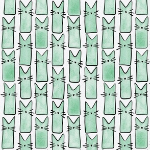 small scale cat - buddy cat jade - watercolor adorable cat - cute cat fabric