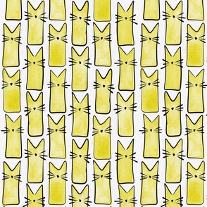 small scale cat - buddy cat lemon lime - watercolor adorable cat - cute cat fabric