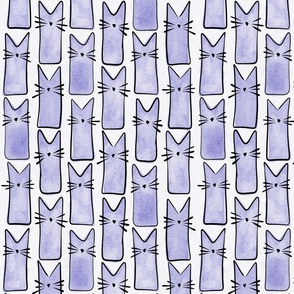small scale cat - buddy cat lilac - watercolor adorable cat - cute cat fabric