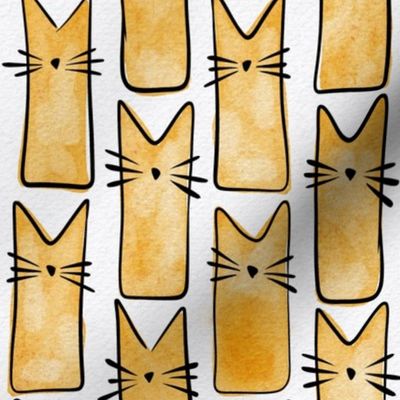 small scale cat - buddy cat marigold - watercolor adorable cat - cute cat fabric