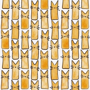 small scale cat - buddy cat marigold - watercolor adorable cat - cute cat fabric