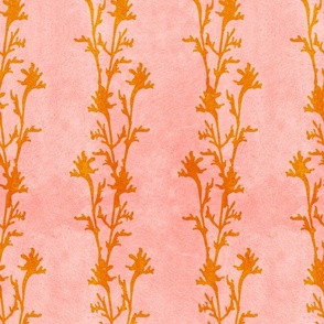 Seaweed Nouveau- Vines- Orange on Pink- Large Scale