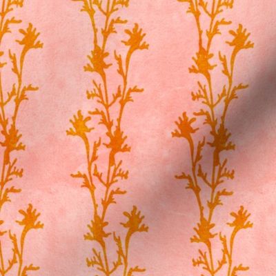 Seaweed Nouveau- Vines- Orange on Pink- Regular Scale