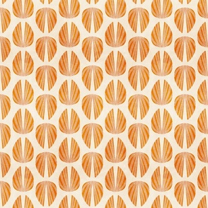 Clam Shell Deco- Orange Fawn on Sand White- Regular Scale