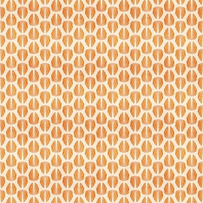 Clam Shell Deco- Orange Fawn on Sand White- Small Scale