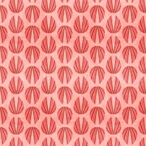 Clam Shell Deco- Coral Red on Pink- Regular Scale