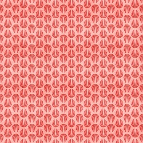 Clam Shell Deco- Coral Red on Pink- Small Scale